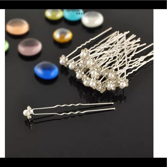 NWT Beautiful rhinestone & pearl hair pins - Picture 2 of 8